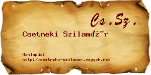 Csetneki Szilamér névjegykártya